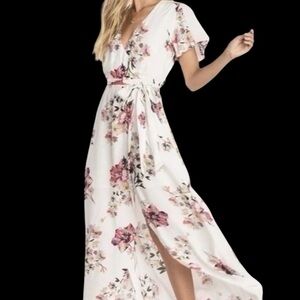 Xhilaration Floral Pink and White Maxi Dress